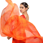 Orange Pure Georgette Lehariya Saree | Traditional Pattern | Jaipurio Designer Collection